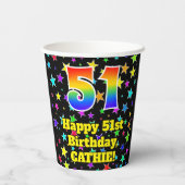 51st Birthday: Fun Stars Pattern and Rainbow 51 紙コップ (裏面)