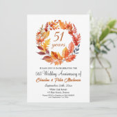 51st Wedding Anniversary Fall Floral Garland 招待状 (スタンド正面)