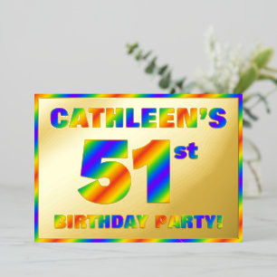 51th Birthday Party —おもしろい、レインボースペクトル「51」 箔招待状