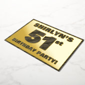 51th Birthday Party — はっきりしたWood Grainフェイク文字 箔招待状 (回転した状態)