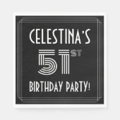 51th Birthday Party:アールデコスタイル+名前をカスタムする スタンダードランチョンナプキン (正面)