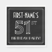 51th Birthday Party:アールデコスタイル+名前をカスタムする スタンダードランチョンナプキン (正面)