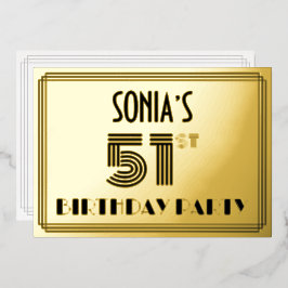 51th Birthday Party —アールデコスタイル「51」 & Name 箔招待状
