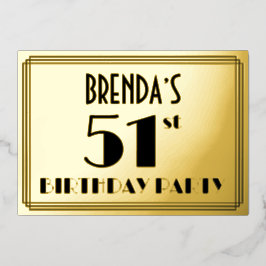 51th Birthday Party —アールデコ検索「51」 +名前 箔招待状