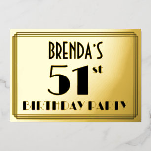 51th Birthday Party —アールデコ検索「51」 +名前 箔招待状
