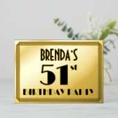 51th Birthday Party —アールデコ検索「51」 +名前 箔招待状 (立ち正面)