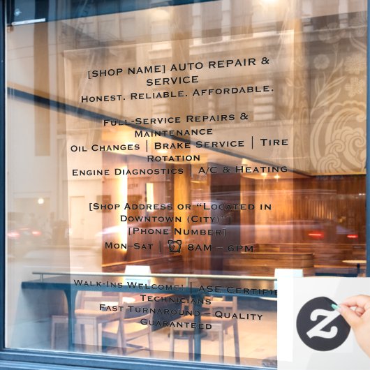 52インチx 72インチ自動車ショップウィンドウの固定 ウィンドウサイン (カフェ窓)