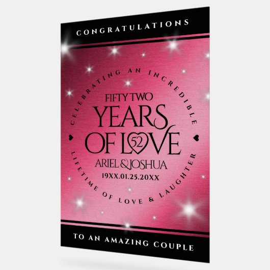 52エレガントnd Star Rubyの結婚記念日 アクリルサイン (傾斜)