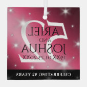 52エレガントnd Star Rubyの結婚記念日 ガラスオーナメント (裏面)