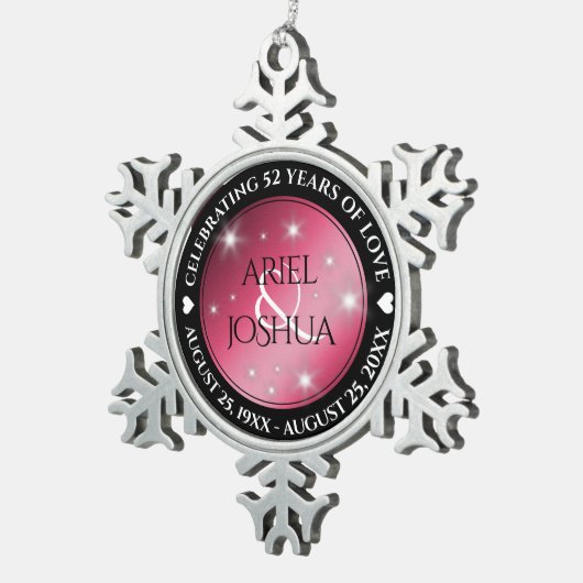 52エレガントnd Star Rubyの結婚記念日 スノーフレークピューターオーナメント (右)