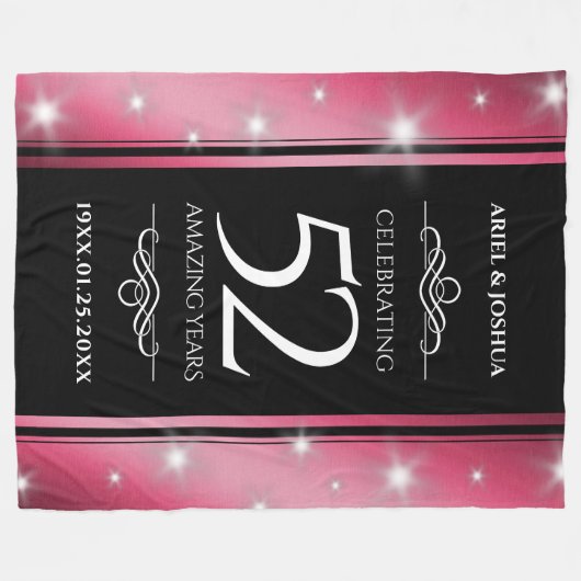 52エレガントnd Star Rubyの結婚記念日 フリースブランケット (正面(横))