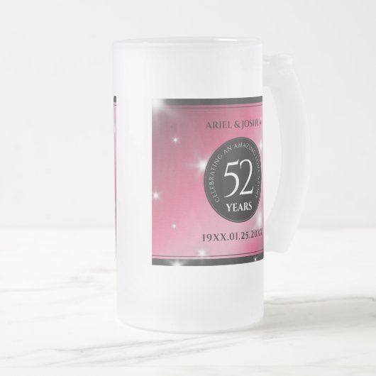 52エレガントnd Star Rubyの結婚記念日 フロストグラスビールジョッキ (正面右)