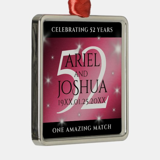 52エレガントnd Star Rubyの結婚記念日 メタルオーナメント (右)