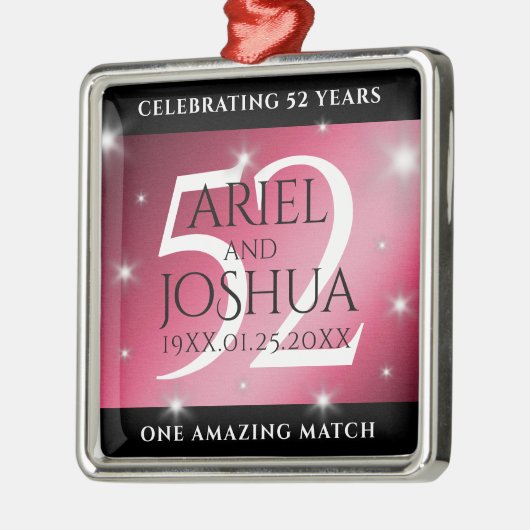 52エレガントnd Star Rubyの結婚記念日 メタルオーナメント (左)