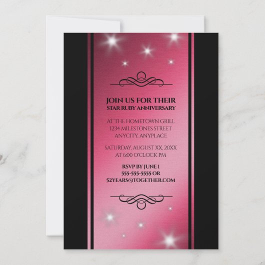 52エレガントnd Star Rubyの結婚記念日 招待状 (裏面)