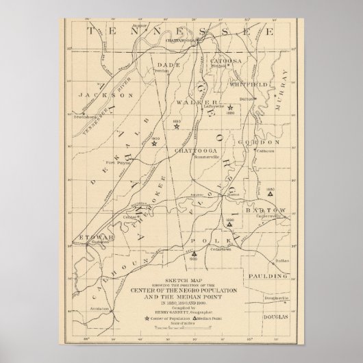 52中央の黒人の人口1880-1900 ポスター (正面)