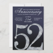52周年記念ダイヤモンドシルバー紺モダン 招待状 (正面)