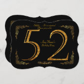 52日,誕生会52日,ギャツビー,ブ素晴らしラック&金ゴールド 招待状 (正面/裏面)