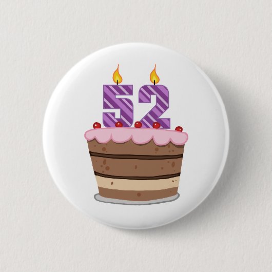52歳のお誕生日ケーキ 缶バッジ (正面)