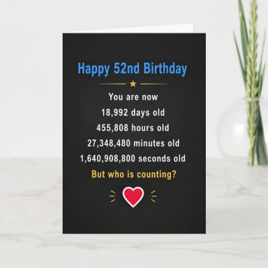 52歳の誕生日おめでとう ユーモアギフト カード (正面)