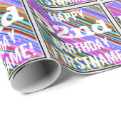 52歳の誕生日おめでとう + 名前カスタマイズ ラッピングペーパー (ロールコーナー)