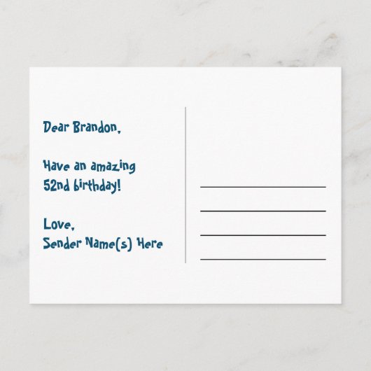 52歳の誕生日おめでとう:楽しいハート柄、虹色の52 ポストカード (裏面)