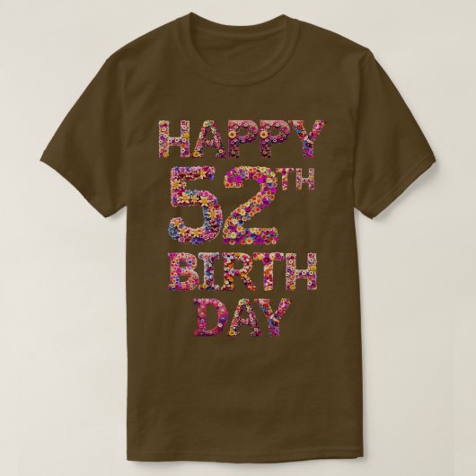 52歳の誕生日おめでとう Tシャツ (デザイン正面)