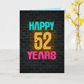52歳の誕生日にネオンのサインが入る カード (黄色い花)