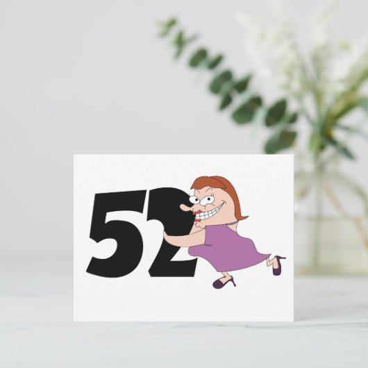 52歳の誕生日ギフト – 漫画おもしろいの誕生日 ポストカード (スタンド正面)