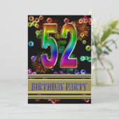 52歳の誕生日パーティへの招待（バブル付き） 招待状 (スタンド正面)