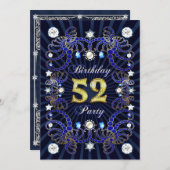 52歳の誕生日パーティー招待状と宝石の塊 招待状 (正面/裏面)