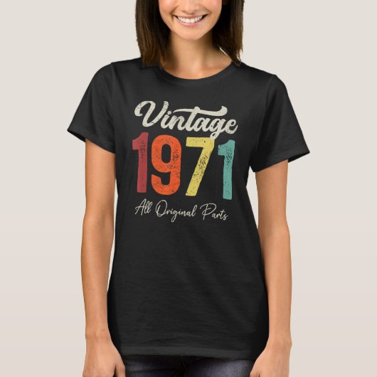 52歳ヴィンテージ1971 52番目の誕生日装飾 Tシャツ (正面)