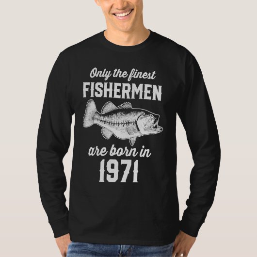 52歳魚釣り漁師1971 52誕生日 Tシャツ (正面)