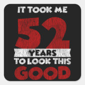 52歳Bday良い52誕生日見た スクエアシール (正面)