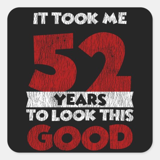 52歳Bday良い52誕生日見た スクエアシール (正面)