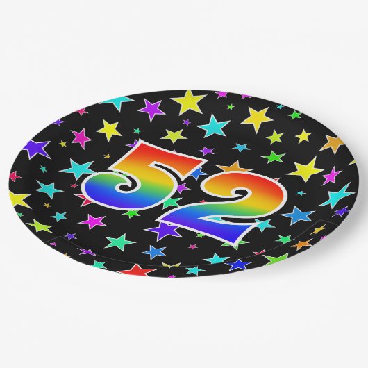 52番目のイベントはっきりした:,おもしろい, カラフル Rainbow 52 ペーパープレート (アングル)