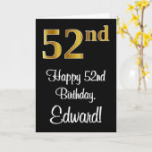 52番目の誕生日エレガント~豪華フェイク金ゴールドルック# カード (黄色い花)