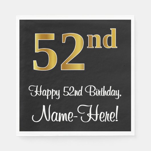 52番目の誕生日エレガント~豪華フェイク金ゴールドルック# スタンダードランチョンナプキン (正面)