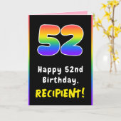 52番目の誕生日カラフル: Rainbow # 52,名前をカスタムする カード (黄色い花)