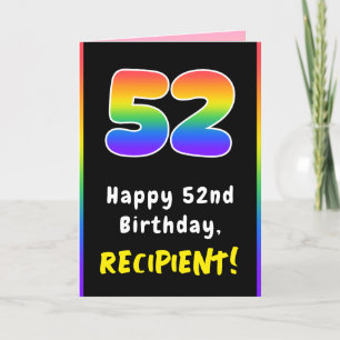 52番目の誕生日カラフル: Rainbow # 52,名前をカスタムする カード