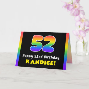 52番目の誕生日カラフル: Rainbow # 52,名前をカスタムする カード