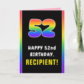 52番目の誕生日カラフル: Rainbow # 52,名前をカスタムする カード (正面)
