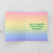 52番目の誕生日カラフル: Rainbow # 52,名前をカスタムする カード (内部)