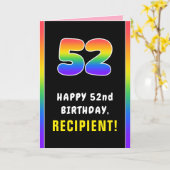 52番目の誕生日カラフル: Rainbow # 52,名前をカスタムする カード (黄色い花)