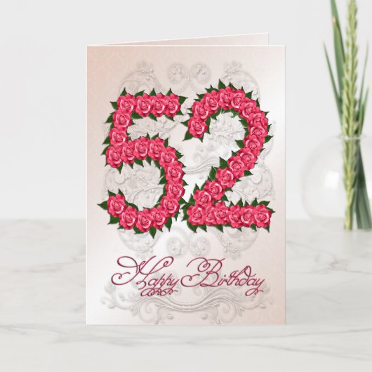 52番目の誕生日カード(バラと離れ付き) カード (正面)