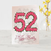 52番目の誕生日カード(バラと離れ付き) カード (黄色い花)