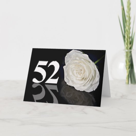 52番目の誕生日カード(白いバラのクラシック) カード (正面)