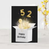52番目の誕生日バルーン(白いボックス) カード (黄色い花)