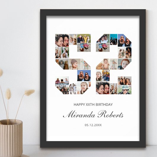 52番目の誕生日番号52カスタムフォトコラージュ ポスター