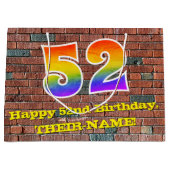 52番目の誕生日:おもしろい、インスパイアグラフィティ・レインボー# 52 ラージペーパーバッグ (正面)